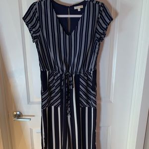 Gianni Binni size S dark navy blue/white striped romper, lightly used